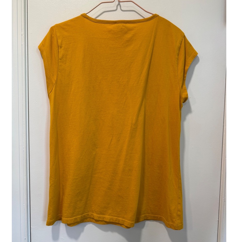 J.Crew Womens Mustard Yellow Floral Embroidered Cotton Cap Sleeve Top Small - Picture 2 of 6